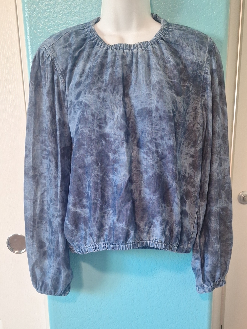 cloth & stone Blue Tie-Dye Long Sleeve Top Sz SMALL